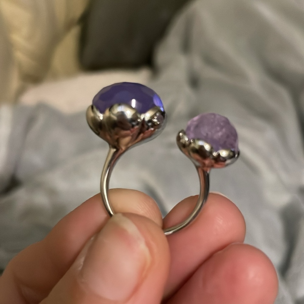 Sterling Amethyst flower open Ring